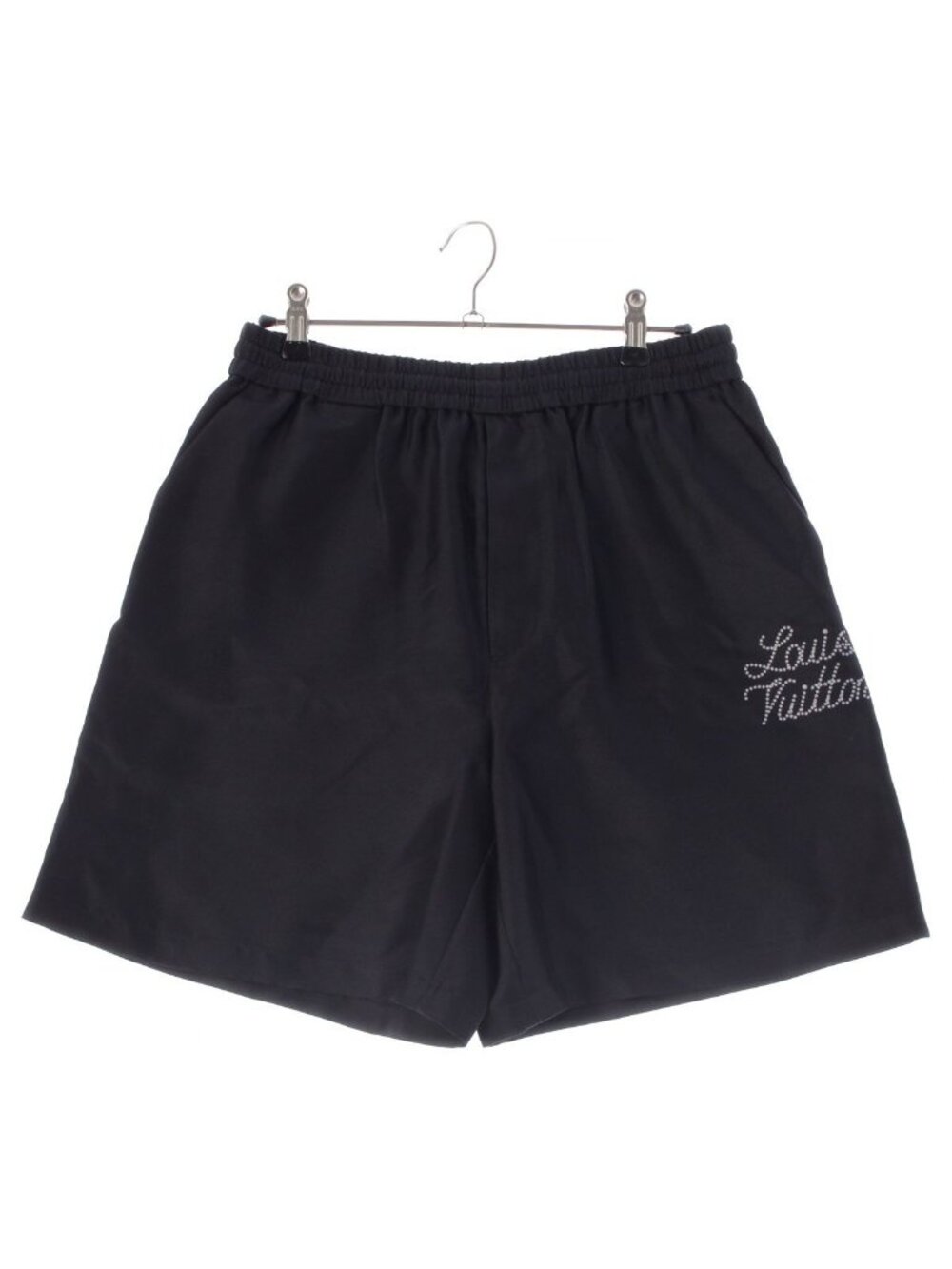 Louis Vuitton Silk Logo Print Signature Shorts Black 46